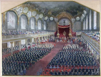 1859年2月7日にナポレオン3世によってルーブル美術館の玉座に立法会議が開かれる（紙にwc）